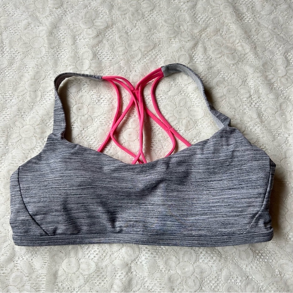 Lululemon Women's Grey and Pink Bra size 10